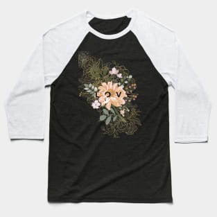 Floral with Golden Motives Baseball T-Shirt